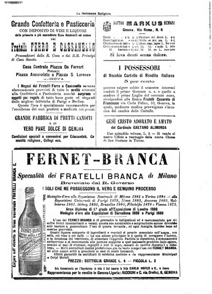 La settimana religiosa periodico religioso di Genova