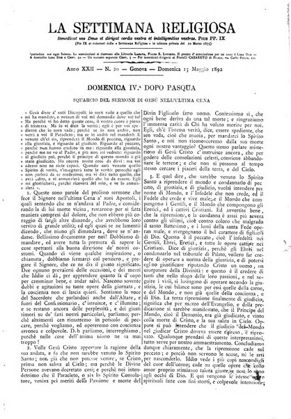 La settimana religiosa periodico religioso di Genova