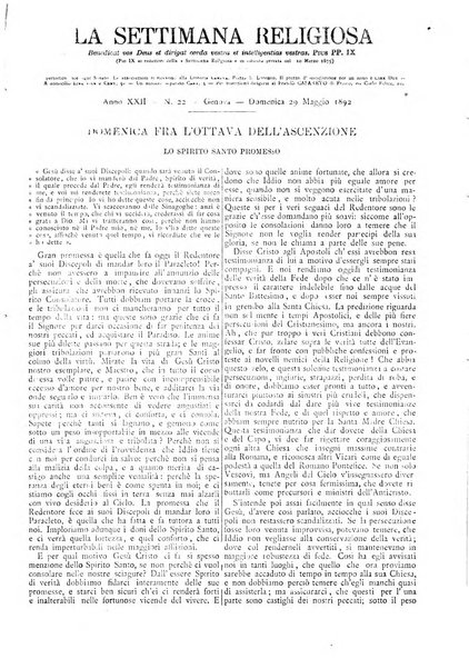 La settimana religiosa periodico religioso di Genova