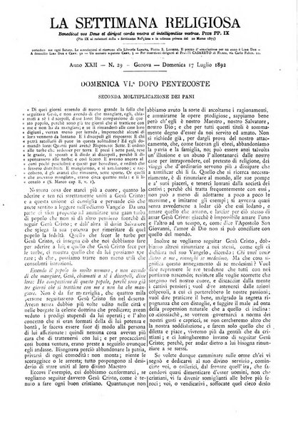 La settimana religiosa periodico religioso di Genova