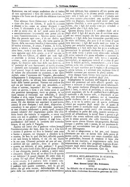 La settimana religiosa periodico religioso di Genova