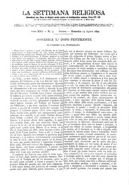 La settimana religiosa periodico religioso di Genova