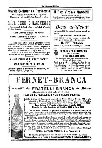 La settimana religiosa periodico religioso di Genova