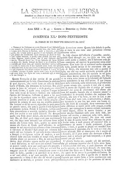 La settimana religiosa periodico religioso di Genova