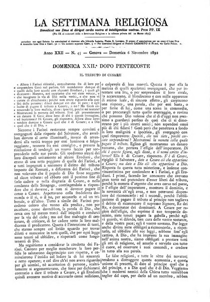 La settimana religiosa periodico religioso di Genova