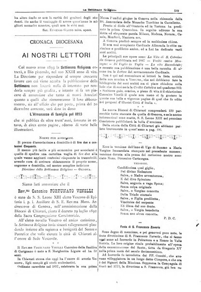 La settimana religiosa periodico religioso di Genova