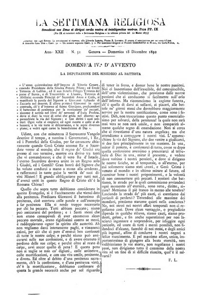 La settimana religiosa periodico religioso di Genova