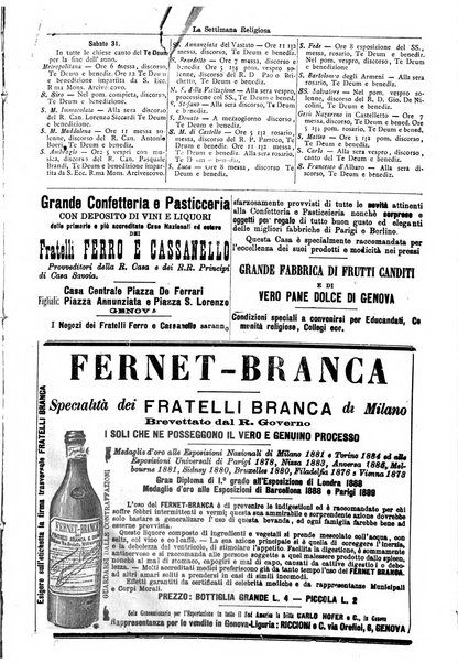 La settimana religiosa periodico religioso di Genova