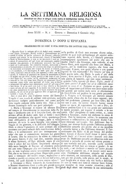 La settimana religiosa periodico religioso di Genova