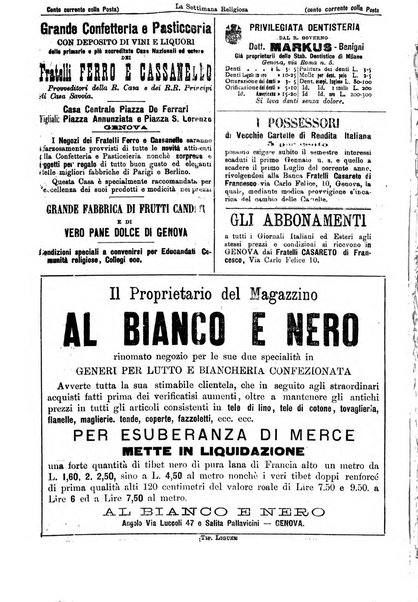 La settimana religiosa periodico religioso di Genova