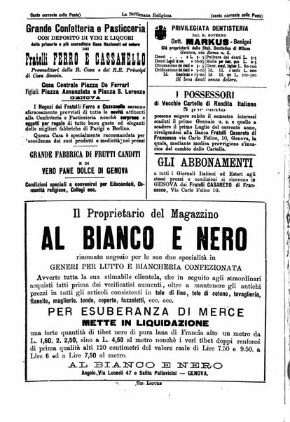 La settimana religiosa periodico religioso di Genova