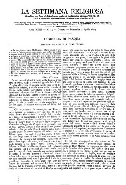 La settimana religiosa periodico religioso di Genova