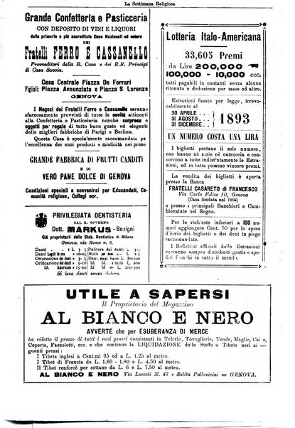 La settimana religiosa periodico religioso di Genova