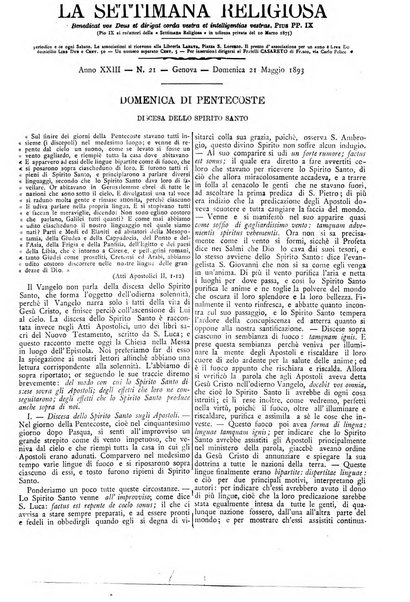 La settimana religiosa periodico religioso di Genova