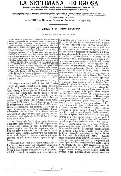 La settimana religiosa periodico religioso di Genova