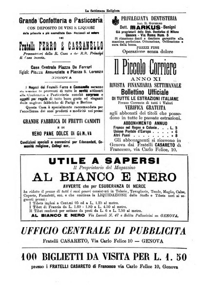 La settimana religiosa periodico religioso di Genova