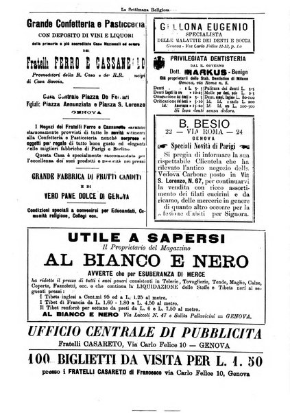 La settimana religiosa periodico religioso di Genova