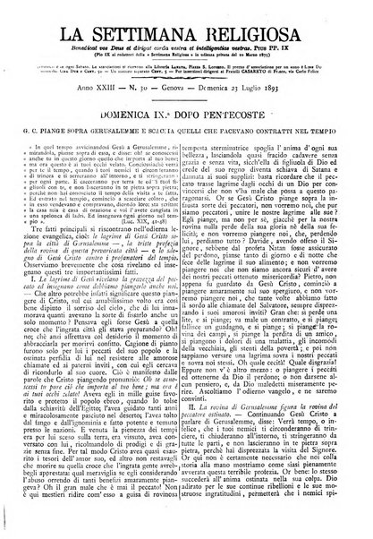 La settimana religiosa periodico religioso di Genova