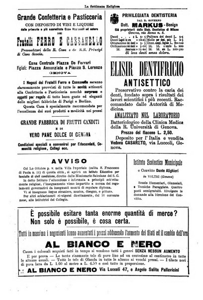 La settimana religiosa periodico religioso di Genova