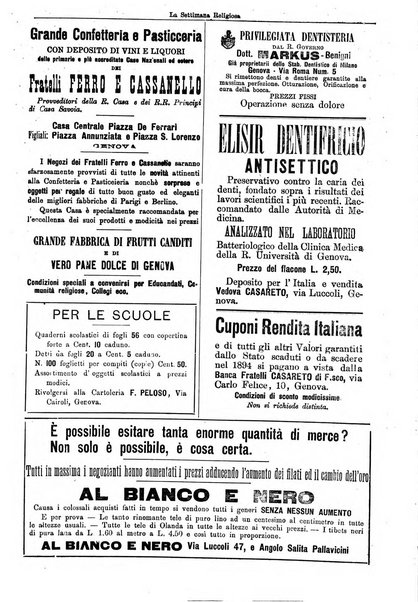 La settimana religiosa periodico religioso di Genova