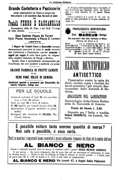 La settimana religiosa periodico religioso di Genova