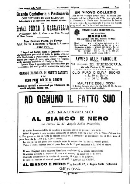 La settimana religiosa periodico religioso di Genova