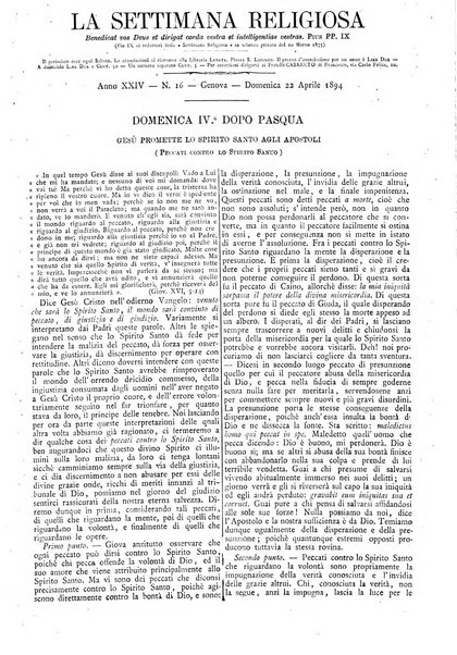 La settimana religiosa periodico religioso di Genova