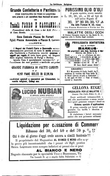 La settimana religiosa periodico religioso di Genova