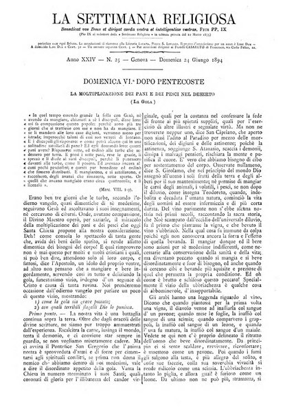 La settimana religiosa periodico religioso di Genova