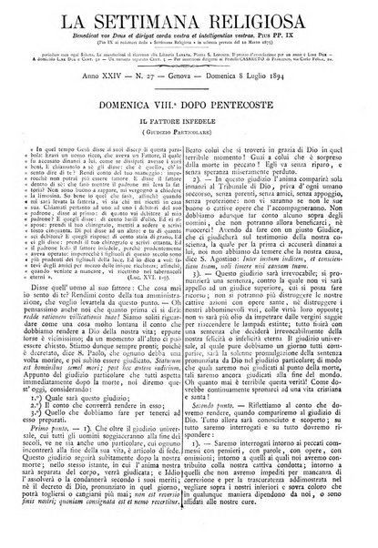 La settimana religiosa periodico religioso di Genova