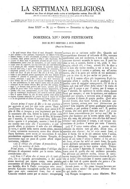 La settimana religiosa periodico religioso di Genova