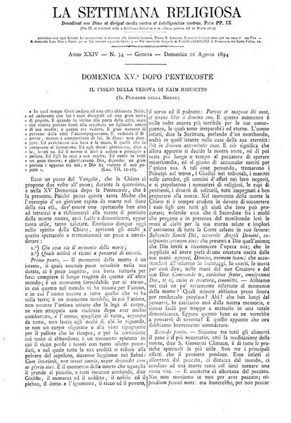 La settimana religiosa periodico religioso di Genova