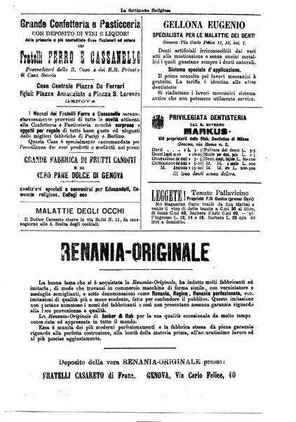 La settimana religiosa periodico religioso di Genova