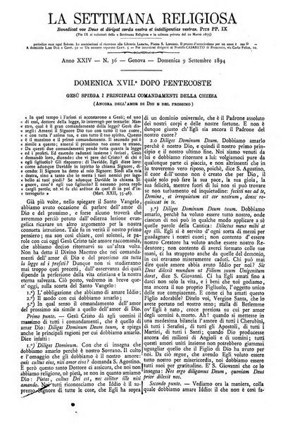 La settimana religiosa periodico religioso di Genova