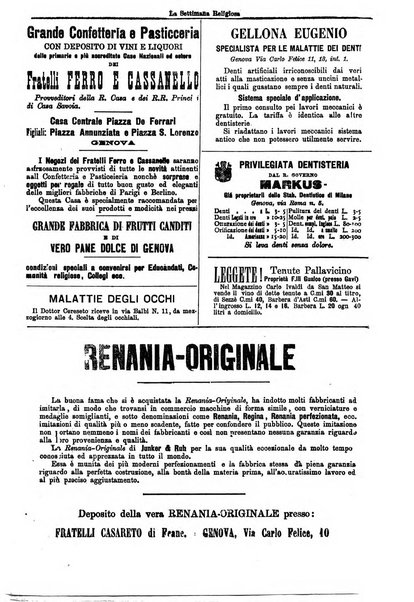 La settimana religiosa periodico religioso di Genova