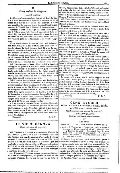 La settimana religiosa periodico religioso di Genova