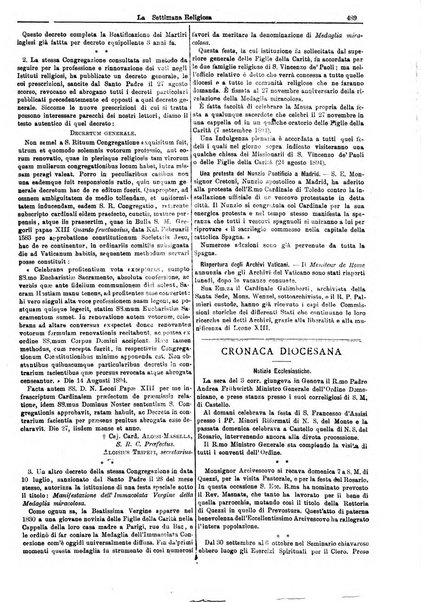 La settimana religiosa periodico religioso di Genova