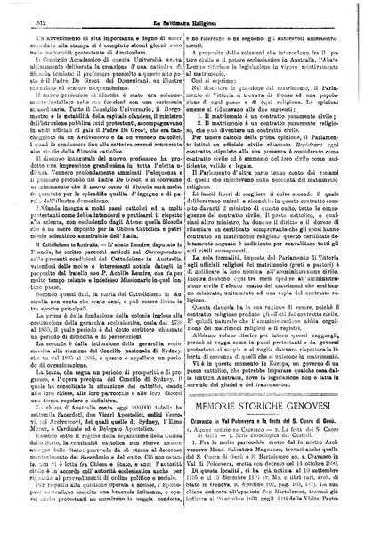 La settimana religiosa periodico religioso di Genova