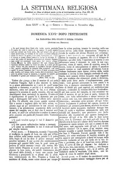 La settimana religiosa periodico religioso di Genova