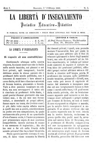 La libertà d'insegnamento periodico settimanale educativo didattico