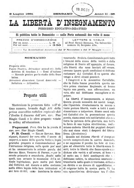 La libertà d'insegnamento periodico settimanale educativo didattico