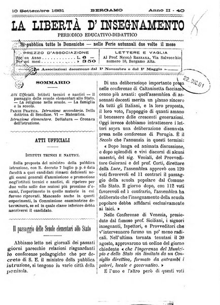 La libertà d'insegnamento periodico settimanale educativo didattico