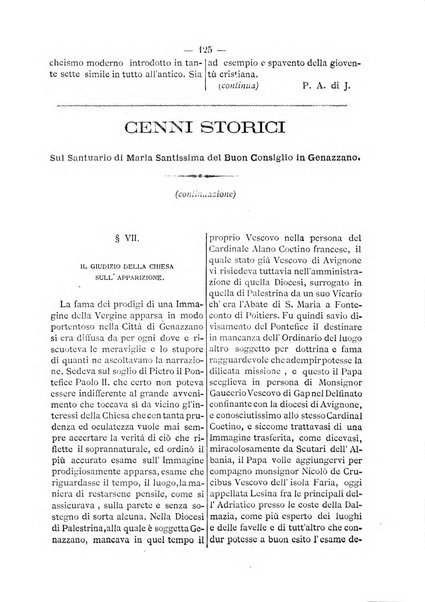 L'eco di s. Agostino, dedicato alle glorie di Maria SS.ma del Buon Consiglio periodico mensile