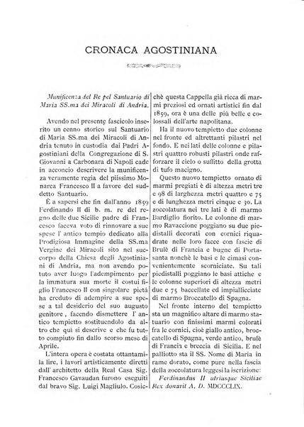 L'eco di s. Agostino, dedicato alle glorie di Maria SS.ma del Buon Consiglio periodico mensile