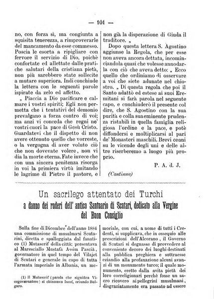 L'eco di s. Agostino, dedicato alle glorie di Maria SS.ma del Buon Consiglio periodico mensile