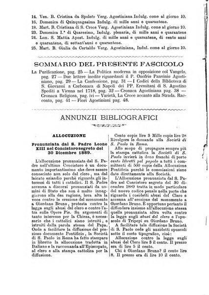 L'eco di s. Agostino, dedicato alle glorie di Maria SS.ma del Buon Consiglio periodico mensile