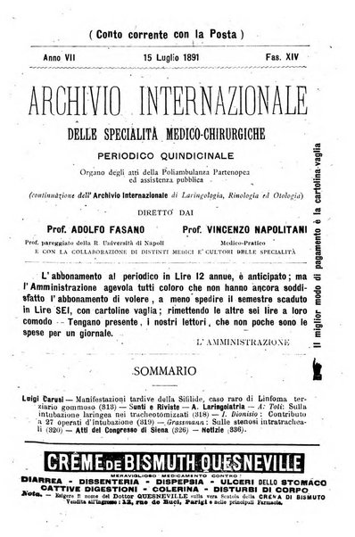 Archivio internazionale delle specialità medico-chirurgiche