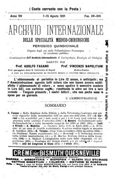 Archivio internazionale delle specialità medico-chirurgiche