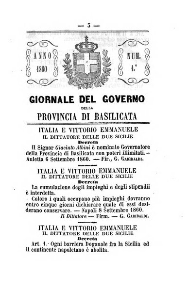 Giornale del governo della provincia di Basilicata