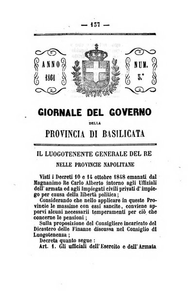 Giornale del governo della provincia di Basilicata